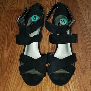 G by Guess black and silver glitter wedges Sz 8